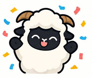 A happy sheep cheering you on